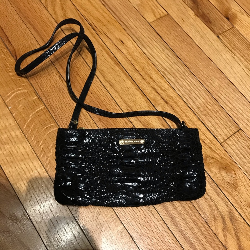 NWOT Michael Kors leather Slouchy Ruched  Embossed Messenger Crossbody goth purs
